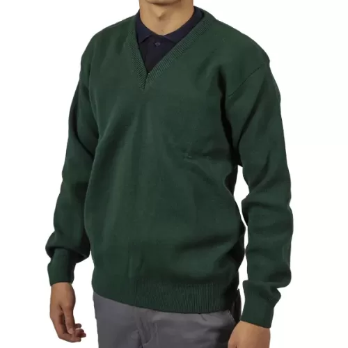 Sweter con escote en V color verde