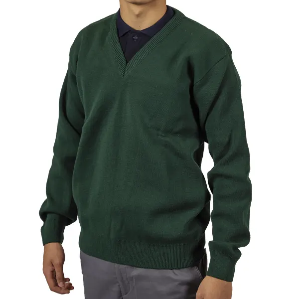 Sweter con escote en V color verde